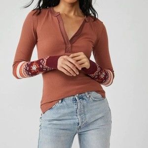 Like New! FREE PEOPLE Mikah Layering Cuff Long Sleeve Tee
